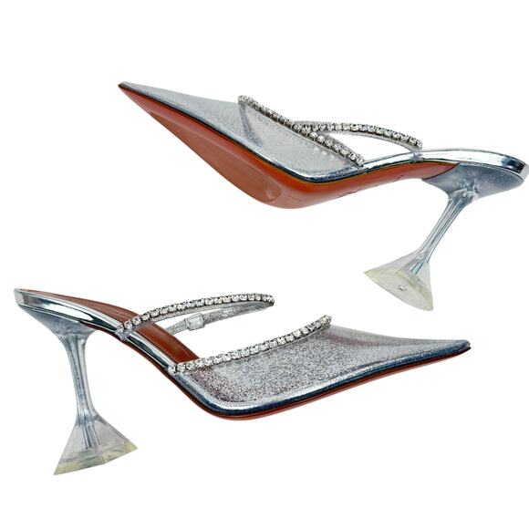 New Amina Muaddi Gilda Crystals Pvc Transparent Mules Size 38 - Picture 7 of 11